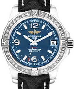 Colt 36mm in Steel with Diamond Bezel on Black Sahara Calfskin Leather Strap with Blue Dial