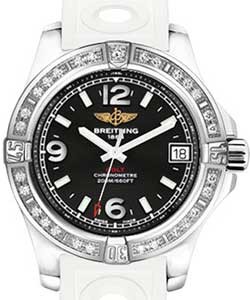 Colt 36mm in Steel with Diamond Bezel on White Ocean Racer II Rubber Strap with Black Dial