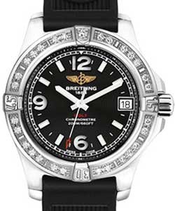 Colt 36mm in Steel with Diamond Bezel on Black Ocean Racer II Rubber Strap with Black Dial