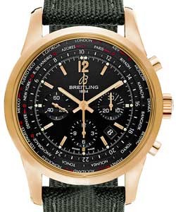 Transocean Chronograph Unitime Pilot in Rose Gold on Anthracite Fabric Strap with Black Dial