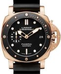 PAM 684 - Luminor Submersible 1950 3 Days in Rose Gold with Ceramic Bezel on Black Rubber Strap with Black Dial