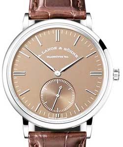 Saxonia Automatic in White Gold On Brown Crocodile Leather Strap with Brown Dial