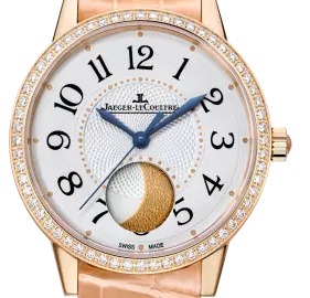 Rendez-Vous Moon Large 34mm in Rose Gold with Diamond Bezel on Beige Crocodile Leather Strap with Silver Arabic Dial