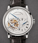 Richard Lange Tourbillon in White Gold On Black Crocodile Leather Strap with Silver Dial