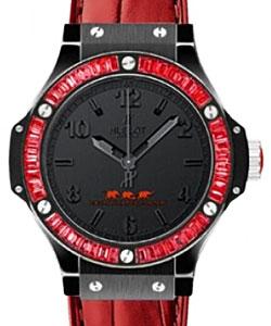 Big Bang 38mm Out of Africa in Ceramic with Baguette Diamond Dial on Red Alligator Leather Strap with Black Dial