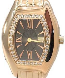 Classique Quartz in Rose Gold with Diamond Bezel on Rose Gold Bracelet with Brown Dial