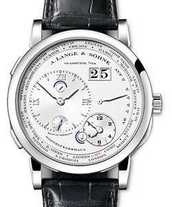 Lange 1 Timezone Competition in White Gold - Limited Edition On Black Alligator Leather Strap with Silver Dial