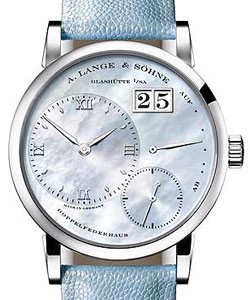 Lange 1 in White Gold - Limited Edition On Blue Calfskin Leather Strap with Blue MOP Dial