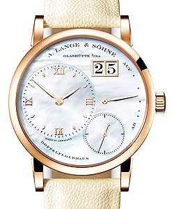 Lange 1 in Rose Gold - Limited Edition On Cream Calfskin Leather Strap with Blue MOP Dial