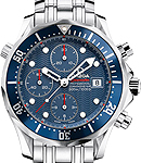 Seamaster Diver 300M Chronograph in Steel with Blue Bezel on Steel Bracelet with Blue Dial