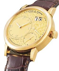 Lange 1 Floral in Rose Gold - Limited Edition on Brown Alligator Leather Strap with Gold Dial