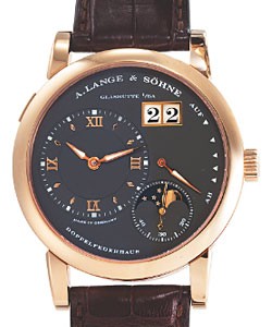 Lange 1 Moonphase Dresden Set in Rose Gold On Brown Crocodile Leather Strap with Grey Dial