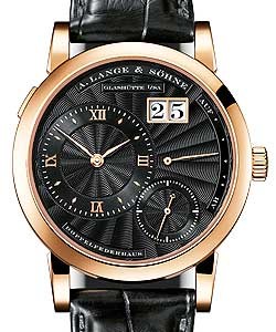 Lange 1 20th Anniversary in Rose Gold On Black Crocodile Leather Strap with Black Dial