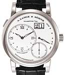 Lange 1 Cellini in Platinum - Limited Edition On Black Alligator Leather Strap with White Dial