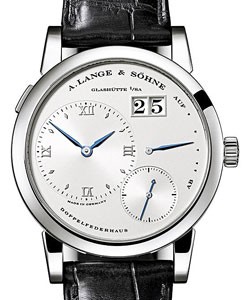 Lange 1 in Steel - Limited Edition On Black Alligator Leather Strap with White Dial
