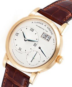 Lange 1 in Yellow Gold On Brown Crocodile Leather Strap with Silver Dial
