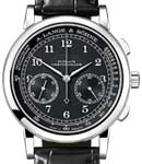 1815 Chronograph Pulsometer in White Gold on Black Alligator Leather Strap with Black Dial