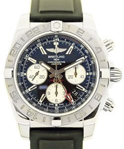 Chronomat GMT 44mm Automatic in Steel On Black Rubber Strap with Black Dial - Silver Subdials