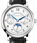 1815 Annual Calendar in White Gold On Black Crocodile Leather Strap with Silver Dial