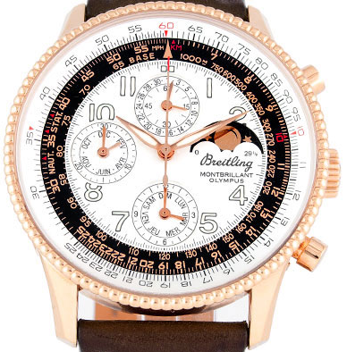 Montbrillant Olympus 42mm in Rose Gold  on Brown Calfskin Leather Strap with Silver Arabic Dial