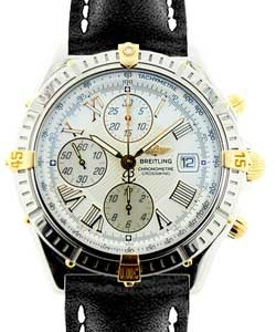 Crosswind Racing Chronograph in 2-Tone on Black Calfskin Leather Strap with Silver Dial