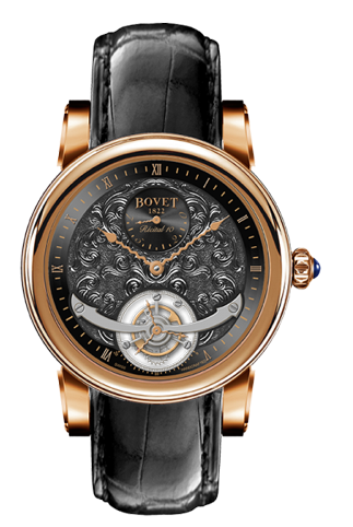 Dimier Recital 10 Tourbillon 46mm in Rose Gold on Black Crocodile Leather Strap with Black Dial