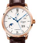 Senator Excellence Perpetual Calendar 42mm in Rose Gold on Brown Crocodile Leather Strap with Silver Dial