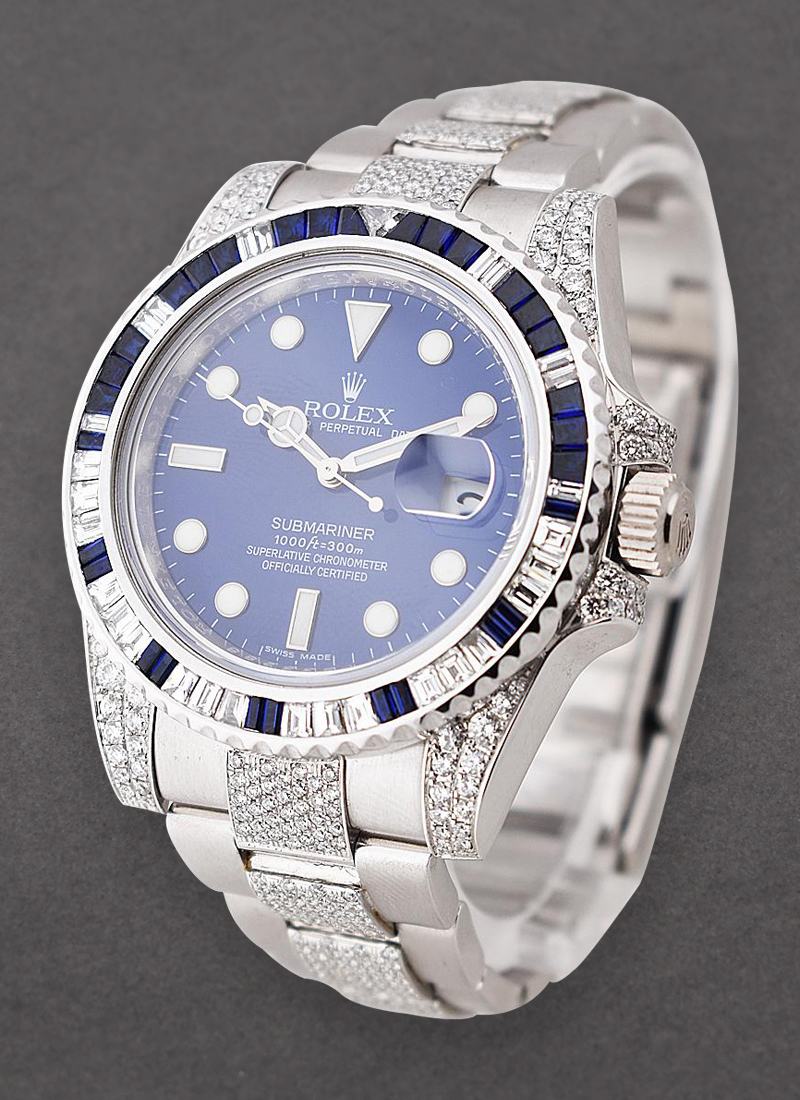 Pre-Owned Rolex Submariner in White Gold with Diamond Bezel