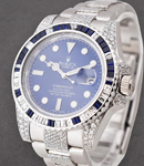 Submariner in White Gold with Diamond Bezel on Oyster Diamond Bracelet with Blue Dial