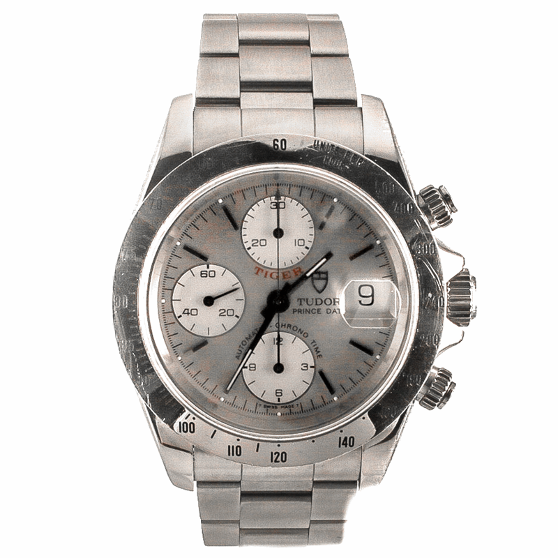 Tiger Chronograph 40mm Automatic in Steel on Stainless Steel Bracelet with Silver Dial