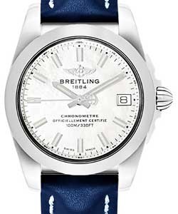 Galactic 36mm Automatic in Steel on Blue Calfskin Leather Strap with MOP Dial