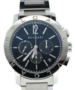 Bvlgari Bvlgari Chronograph in Steel on Steel Bracelet with Black Dial