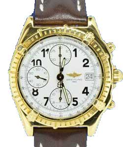 Superocean Chronographe Heritage in Yellow Gold On Brown Calfskin Leather Strap with White Dial