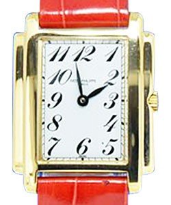 4824 Gondolo in Yellow Gold on Red Alligator Leather Strap with White Dial