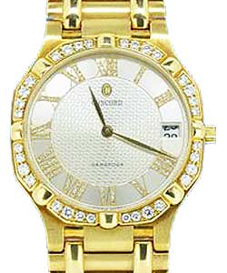 Saratoga Quartz in Yellow Gold with Diamond Bezel on Yellow Gold Bracelet with Silver Diamond Dial