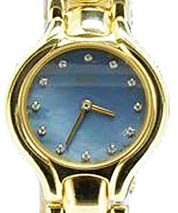 Beluga Mini Quartz in Yellow Gold on Yellow Gold Bracelet with Blue MOP Diamond Dial