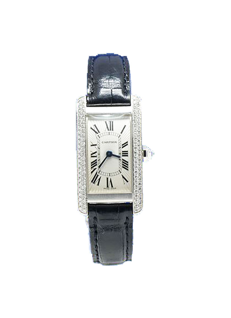 Cartier Tank Americain in White Gold with 2 Row Diamond Bezel