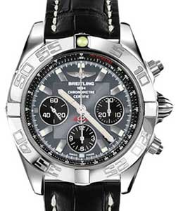 Chronomat 44mm Automatic in Steel on Black Crocodile Leather Strap with Blackeys Grey Dial - Black Subdials
