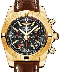 Chronomat GMT 44mm Automatic in Rose Gold On Brown Crocodile Leather Strap with Black Onyx Dial