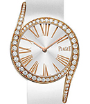Limelight Gala in Rose Gold with Diamond Bezel on White Satin Strap with Silver Roman Dial