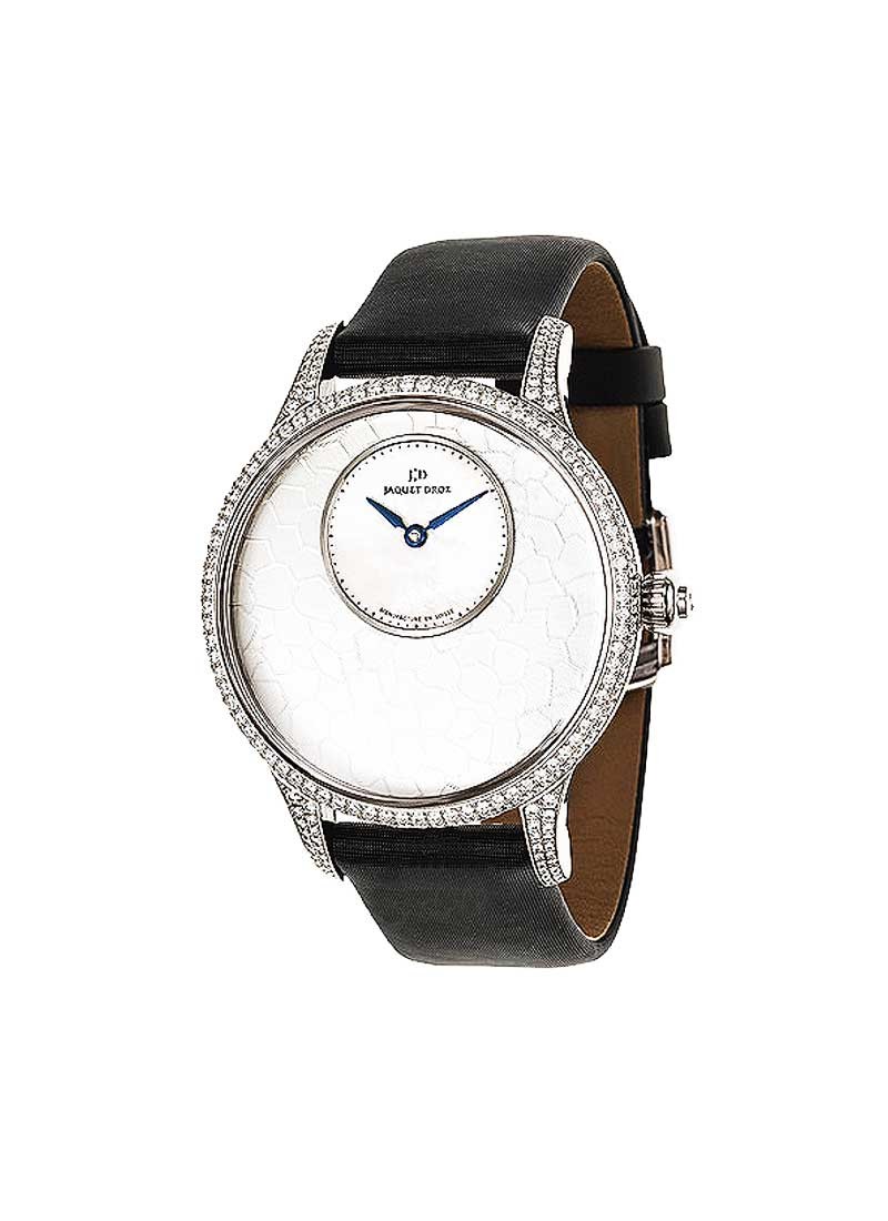 Jaquet Droz Petite Heure Minute Art Deco in White gold with Diamond Bezel