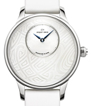 Petite Heure Minute Art Deco 39mm Automatic in White gold on White Satin Strap with Silver Dial-(Limited Edition) - 88 pcs.