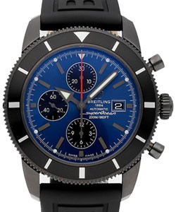 Superocean Heritage 46 USA Edition in Steel with Black Bezel on Black Rubber Strap with Blue Dial