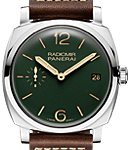 PAM 736 - Radiomir 1940 3 Days Accaiaio 47mm in Steel and Titanium on Brown Leather Strap with Green Dial