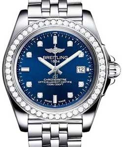 Galactic 32 in Steel with Diamond Bezel on Steel Bracelet with Blue Diamond Dial