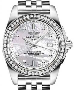 Galactic 32mm in Steel with Diamond Bezel on Steel Bracelet with Mother of Pearl Diamond Dial