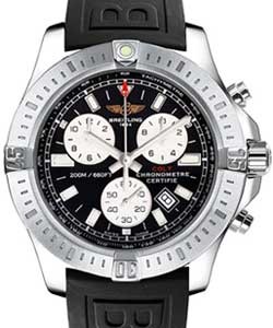 Colt Chronograph Quartz in Steel on Black Diver Pro III Rubber Strap with Black Dial - Silver Subdials