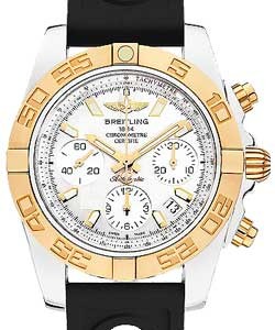 Chronomat 41 Chronograph in Steel with Rose Gold Bezel - Limited Edition on Black Diver Pro II Rubber Strap with White Mother of Pearl Dial