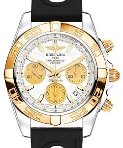 Chronomat 41 2-in Steel with Rose Gold Bezel On Black Ocean Racer II Rubber Strap with Silver Dial