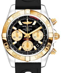 Chronomat 41 Automatic in Steel with Rose Gold Bezel on Black Ocean Racer II Rubber with Black Dial